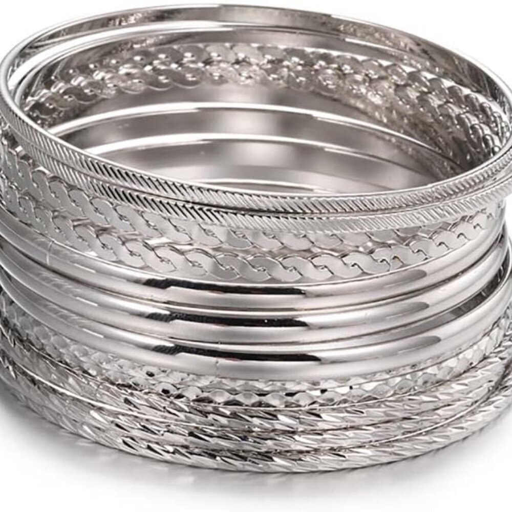 16Pcs Gold Bangle Bracelets for Women - Multi Layer Stackable Textured Bracelets
